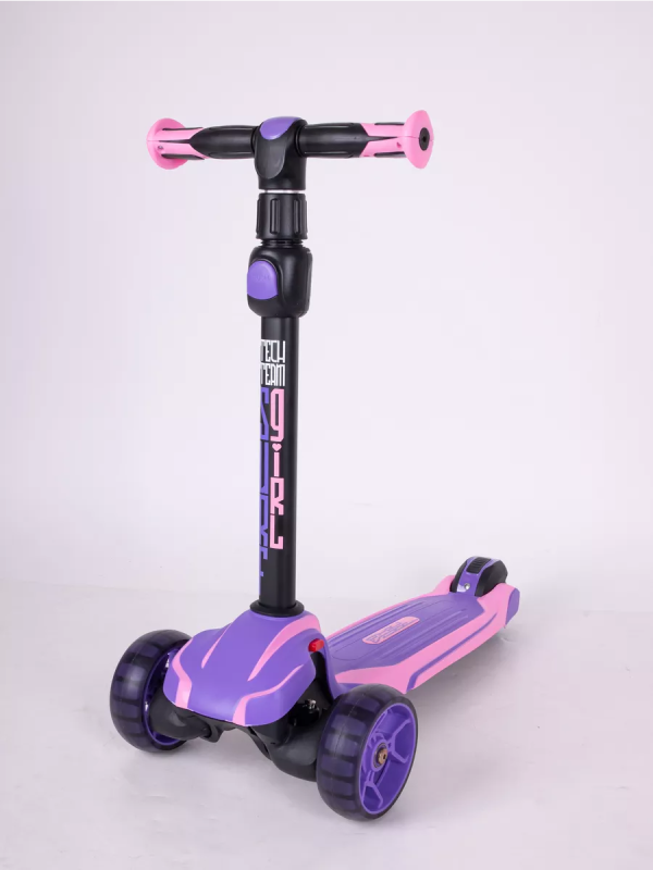 Трехколесный самокат TechTeam Surf girl (2024) розовый-фиолетовый